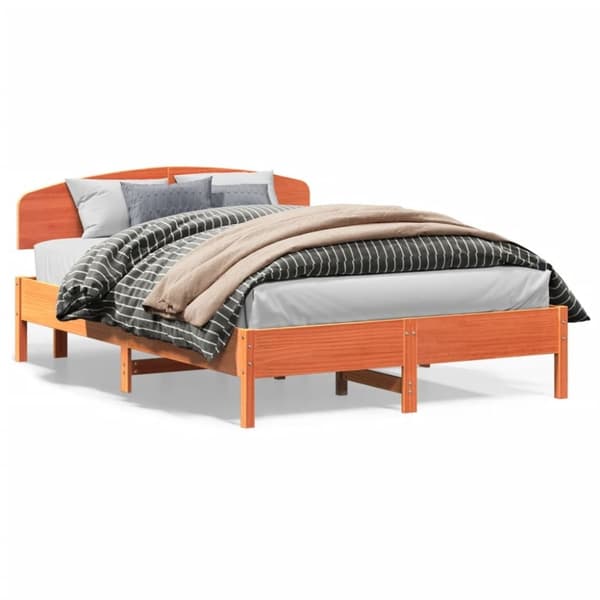 vidaXL sengeramme uden madras 150x200 cm massivt fyrretræ gyldenbrun