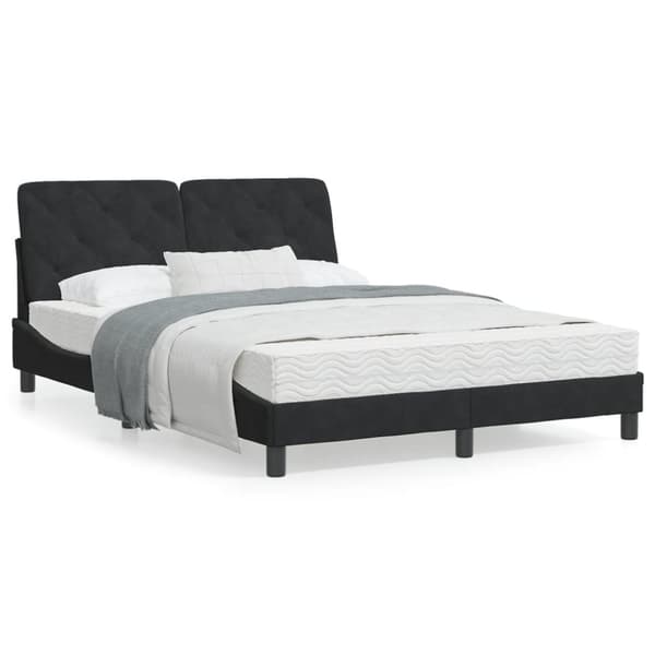 vidaXL seng med madras 140x190 cm velour sort