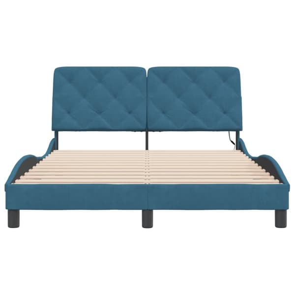 vidaXL sengeramme med LED-lys 120x200 cm velour blå