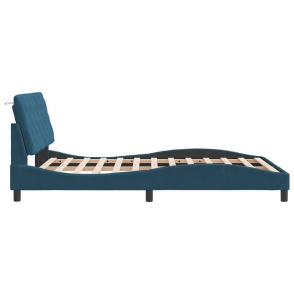 vidaXL sengeramme med LED-lys 120x200 cm velour blå