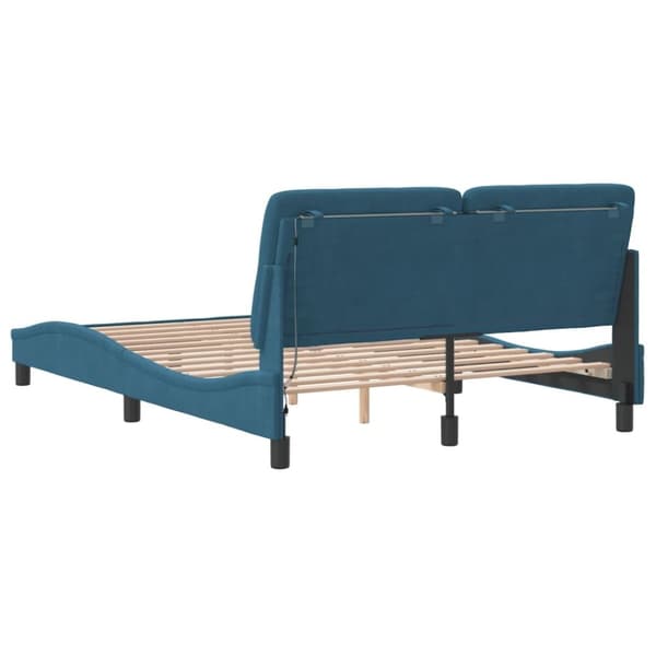 vidaXL sengeramme med LED-lys 120x200 cm velour blå