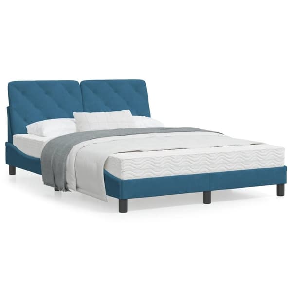 vidaXL sengeramme med LED-lys 120x200 cm velour blå