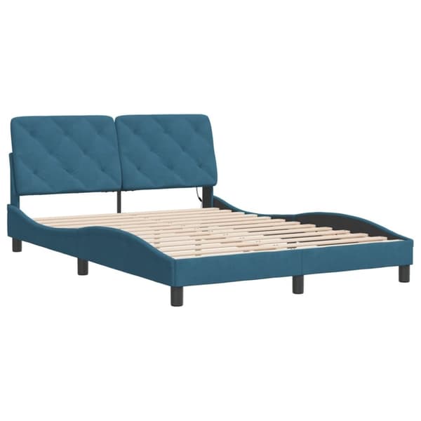 vidaXL sengeramme med LED-lys 120x200 cm velour blå