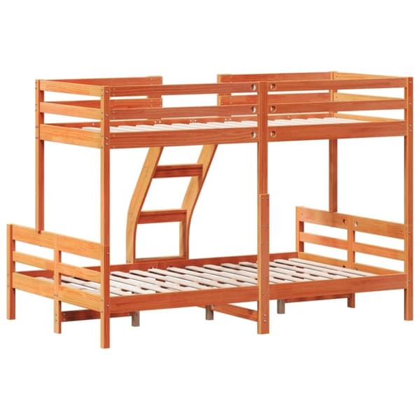 vidaXL køjeseng 90x200/120x200 cm massivt fyrretræ gyldenbrun