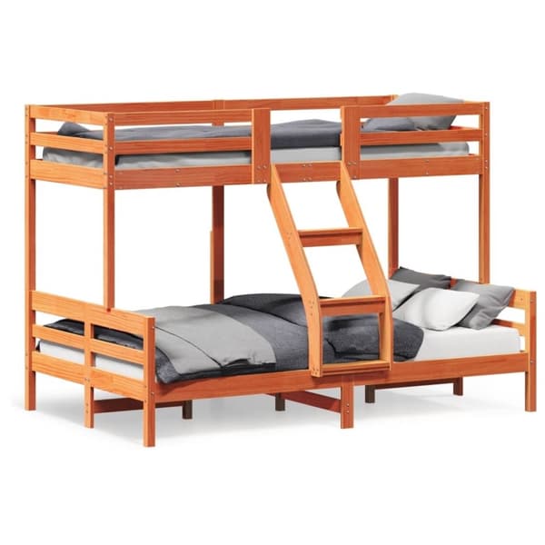 vidaXL køjeseng 90x200/120x200 cm massivt fyrretræ gyldenbrun