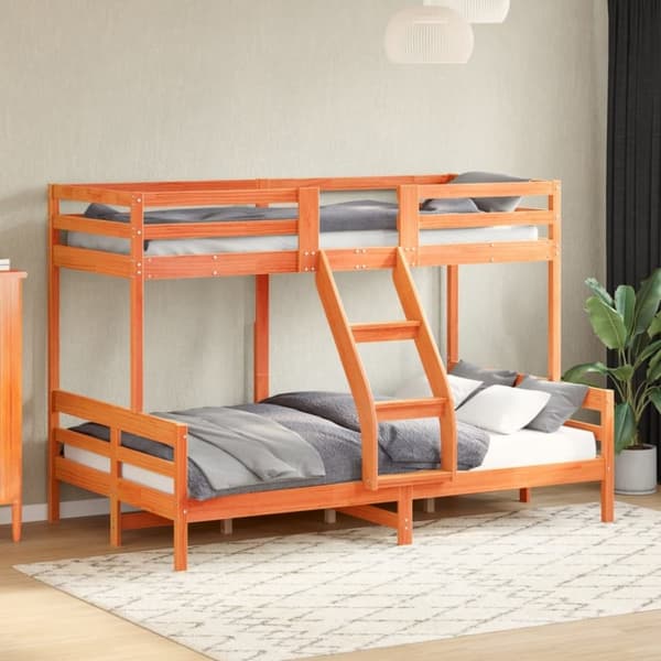 vidaXL køjeseng 90x200/120x200 cm massivt fyrretræ gyldenbrun