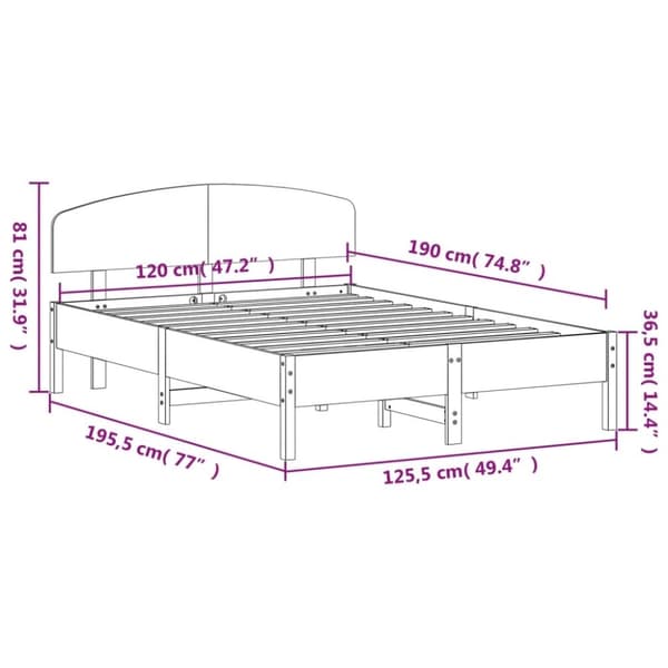 vidaXL sengeramme uden madras 120x190 cm massivt fyrretræ gyldenbrun