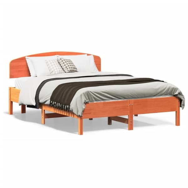vidaXL sengeramme uden madras 120x190 cm massivt fyrretræ gyldenbrun