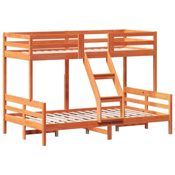 vidaXL Våningssäng 80x200/120x200 cm vaxbrun massiv furu