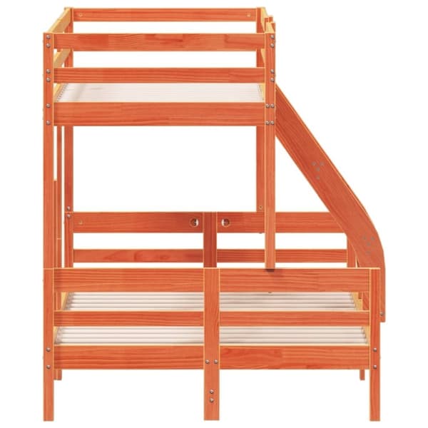 vidaXL Våningssäng 80x200/120x200 cm vaxbrun massiv furu
