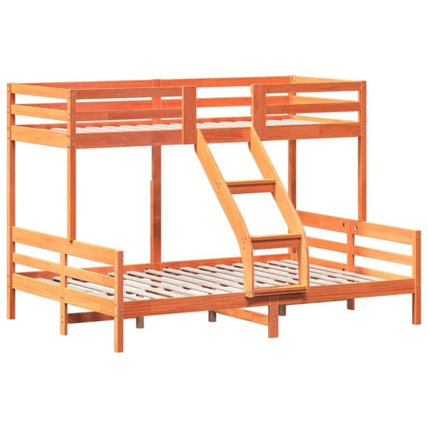 vidaXL køjeseng 80x200/140x200 cm massivt fyrretræ gyldenbrun