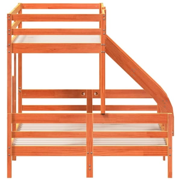 vidaXL køjeseng 80x200/140x200 cm massivt fyrretræ gyldenbrun