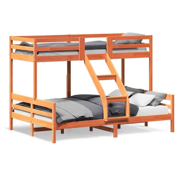 vidaXL køjeseng 80x200/140x200 cm massivt fyrretræ gyldenbrun