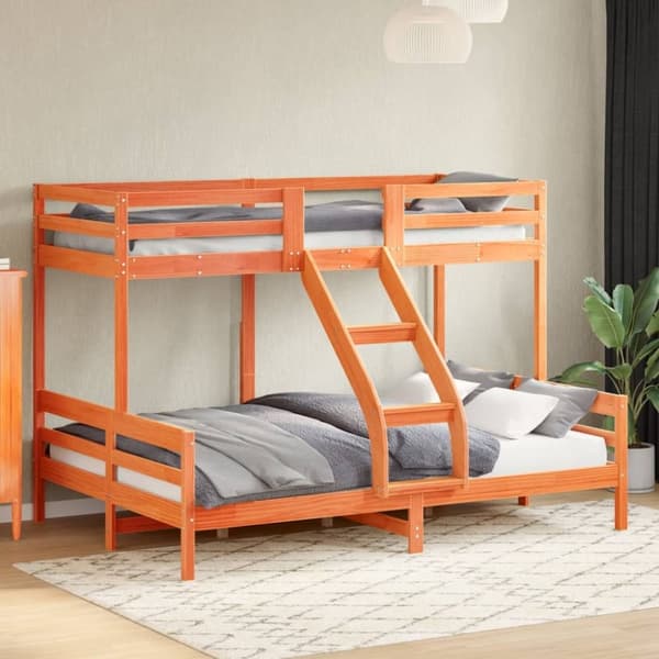 vidaXL køjeseng 80x200/140x200 cm massivt fyrretræ gyldenbrun