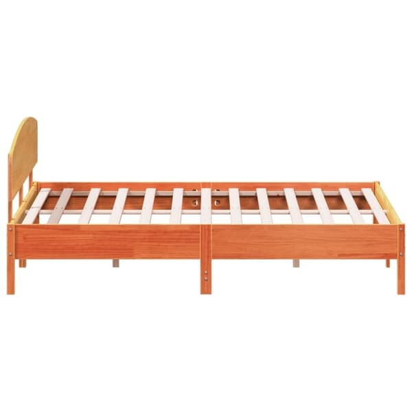 vidaXL sengeramme uden madras 200x200 cm massivt fyrretræ gyldenbrun