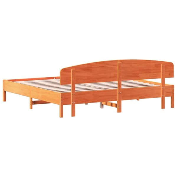 vidaXL sengeramme uden madras 200x200 cm massivt fyrretræ gyldenbrun