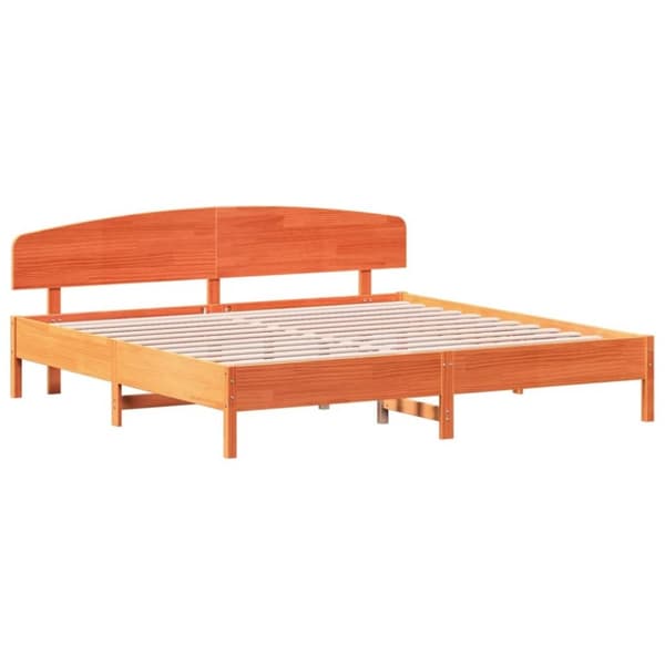 vidaXL sengeramme uden madras 200x200 cm massivt fyrretræ gyldenbrun