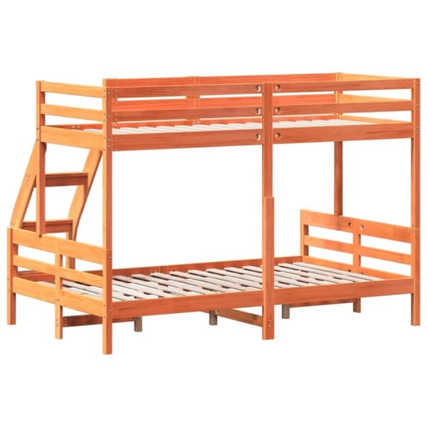 vidaXL Kerrossänky 80x200/120x200 cm vahanruskea täysi mänty