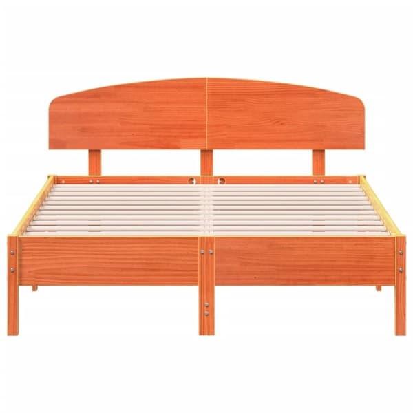 vidaXL sengeramme uden madras 160x200 cm massivt fyrretræ gyldenbrun