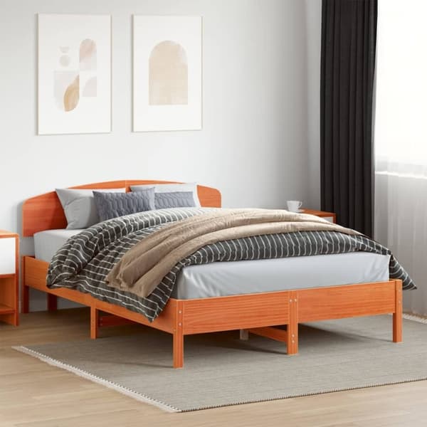 vidaXL sengeramme uden madras 160x200 cm massivt fyrretræ gyldenbrun