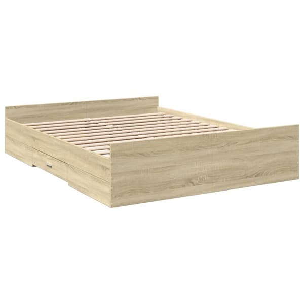 vidaXL Sengeramme med skuffer sonoma eik 140x200 cm konstruert tre