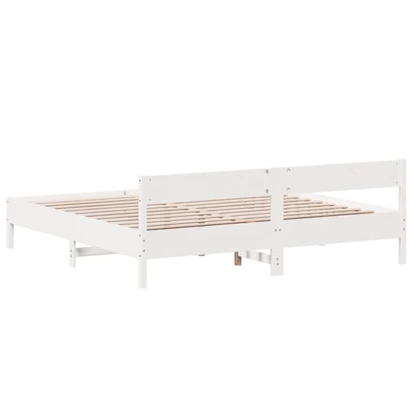 vidaXL Sängynrunko ilman patjaa valkoinen 180x200 cm täysi mänty