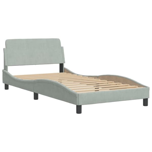 vidaXL seng med madras 100x200 cm velour lysegrå