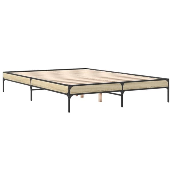 vidaXL sengestel 160x200 cm konstrueret træ og metal sonoma-eg