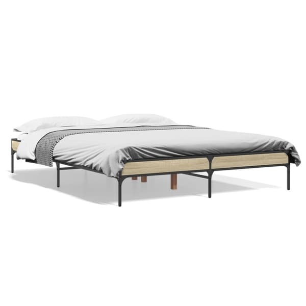 vidaXL sengestel 160x200 cm konstrueret træ og metal sonoma-eg
