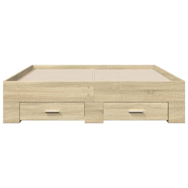 vidaXL Sengeramme med skuffer sonoma eik 140x190 cm konstruert tre