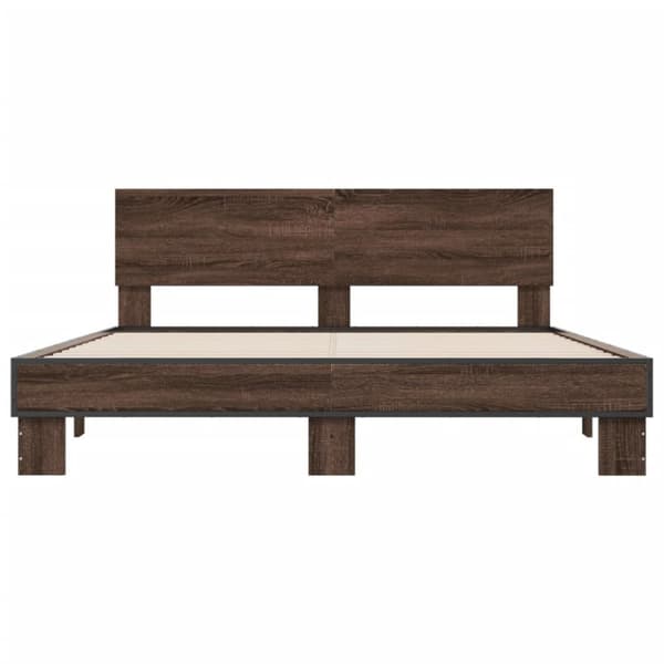 vidaXL Sengeramme brun eik 150x200 cm konstruert tre og metall