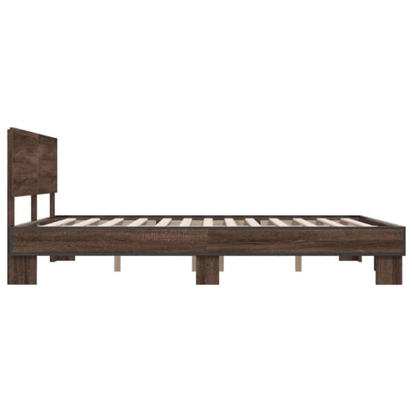 vidaXL Sengeramme brun eik 150x200 cm konstruert tre og metall