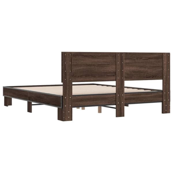 vidaXL Sengeramme brun eik 150x200 cm konstruert tre og metall