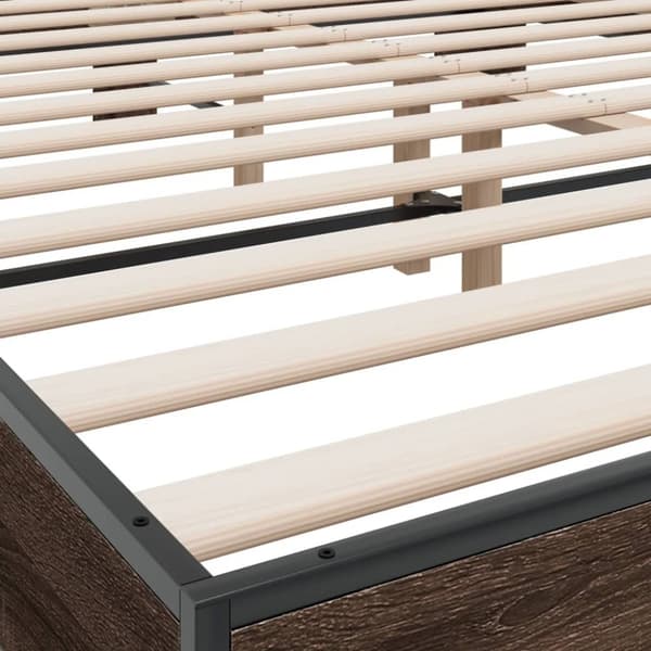 vidaXL Sengeramme brun eik 150x200 cm konstruert tre og metall