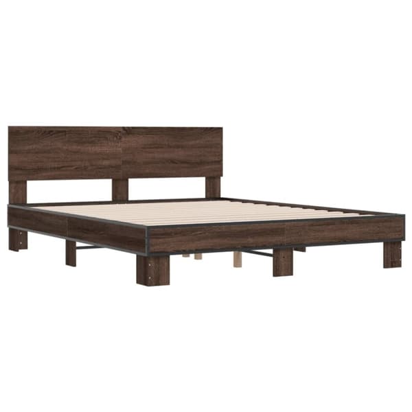 vidaXL Sengeramme brun eik 150x200 cm konstruert tre og metall