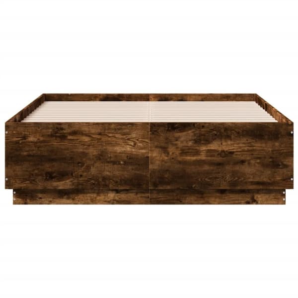vidaXL Sängynrunko LED-valoilla savutammi 135x190 cm tekninen puu