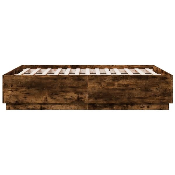 vidaXL Sängynrunko LED-valoilla savutammi 135x190 cm tekninen puu