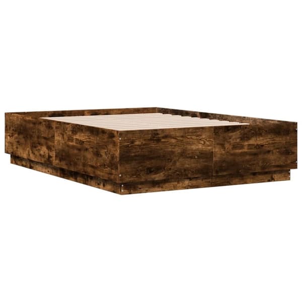 vidaXL Sengeramme røkt eik 135x190 cm konstruert tre