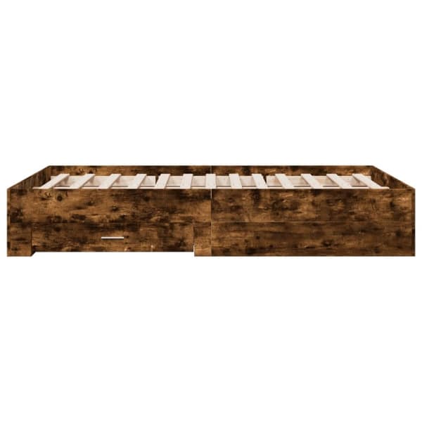 vidaXL Sengeramme med skuffer røkt eik 140x190 cm konstruert tre