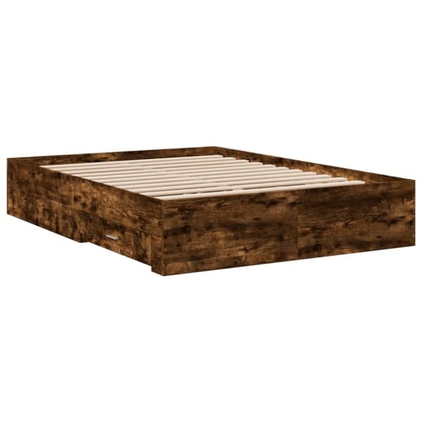 vidaXL Sengeramme med skuffer røkt eik 140x190 cm konstruert tre