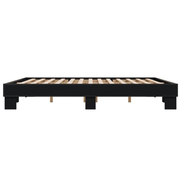 vidaXL Sängynrunko musta 200x200 cm tekninen puu ja metalli