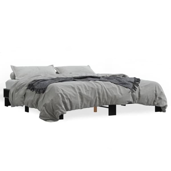 vidaXL Sängynrunko musta 200x200 cm tekninen puu ja metalli