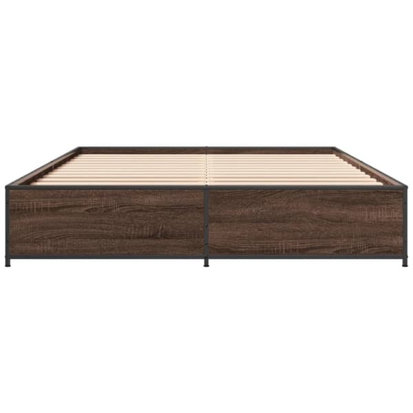 vidaXL sengestel 120x190 cm konstrueret træ og metal brun egetræsfarve