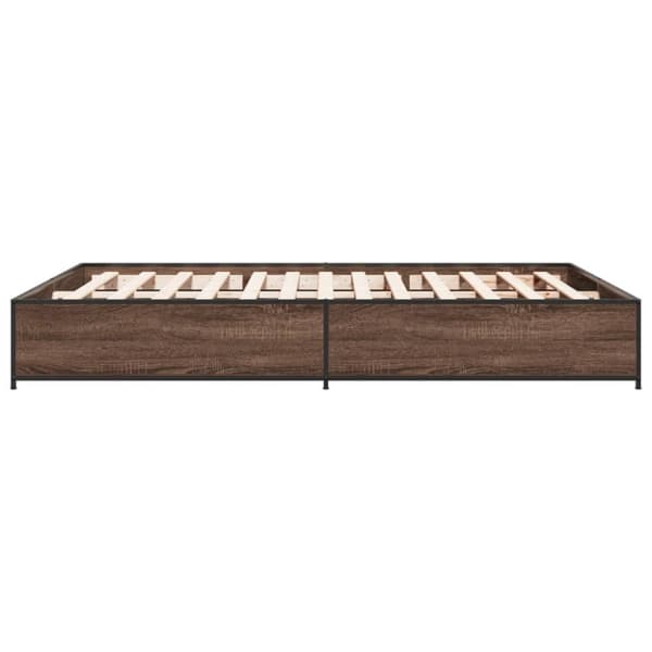 vidaXL sengestel 120x190 cm konstrueret træ og metal brun egetræsfarve