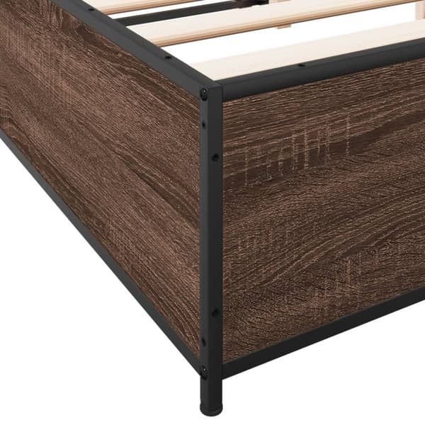 vidaXL sengestel 120x190 cm konstrueret træ og metal brun egetræsfarve