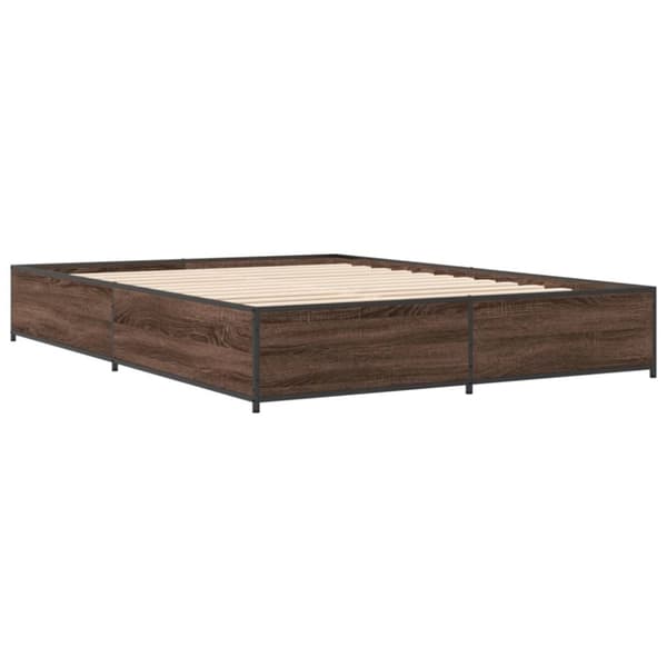 vidaXL sengestel 120x190 cm konstrueret træ og metal brun egetræsfarve