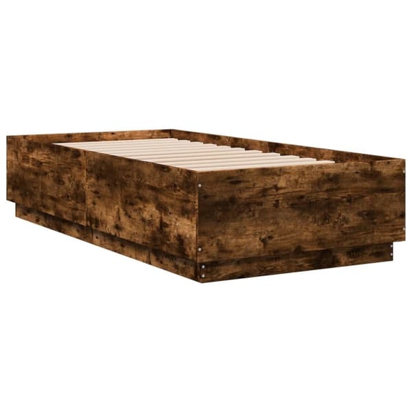 vidaXL Sengeramme røkt eik 75x190 cm konstruert tre