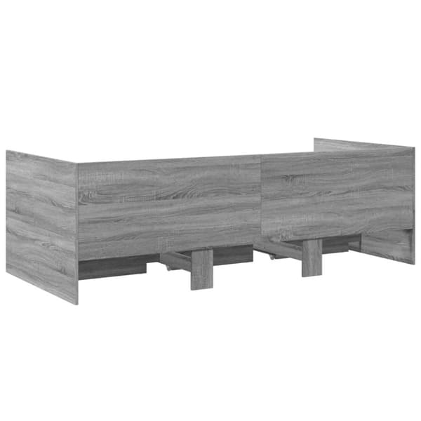 vidaXL Vuodesohva laatikoilla ei patjaa harmaa Sonoma 90x200 cm