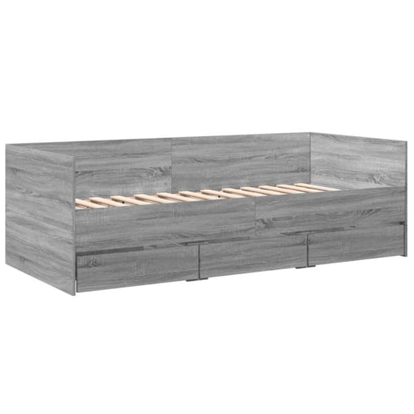 vidaXL Dagbädd med lådor grå sonoma 90x200 cm konstruerat trä