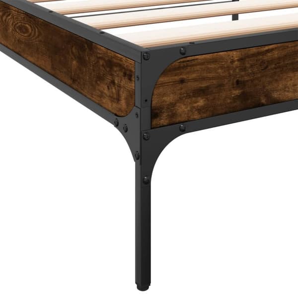 vidaXL Sengeramme røkt eik 90x190 cm konstruert tre og metall